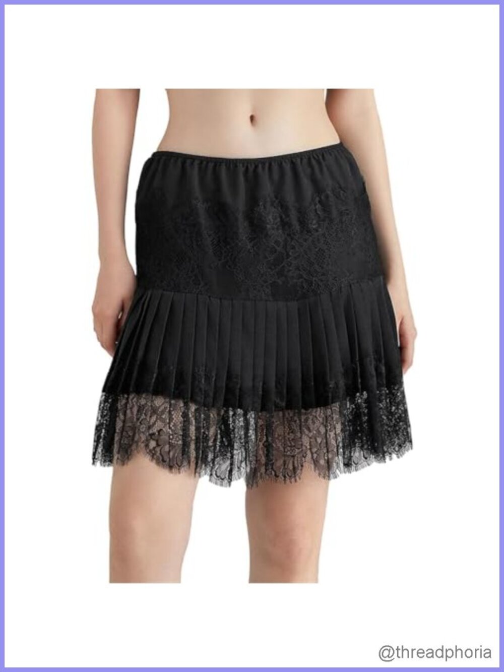 Lace Ruffle Mini Skirt Half Slip Layered Pleated Flowy Skirt